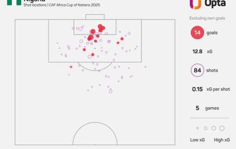场均进球数2.8球！尼日利亚本届非洲杯打进14球创造队史纪录